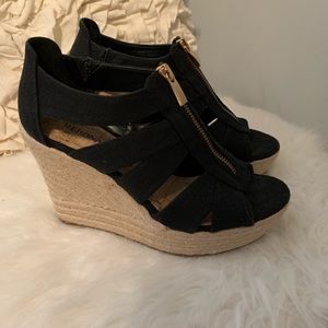 Black zip up wedges